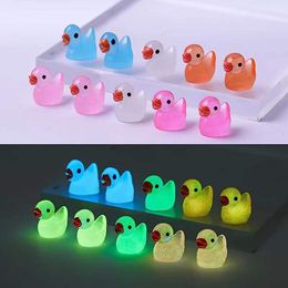 10 Pcs Mini Resin Duck Toy Glow in The Dark Miniature Figures Fairy Garden Ducks Tiny Toys for Home Prank Game Dollhouse Ornament Handmade School Project Accessories