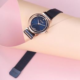 Wristwatches Magnetic Buckle Moving Crystal Women's Watch Japan Mov't Lady Hours Fine Fashion Steel Bracelet Girl's Gift Julius