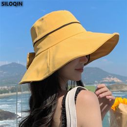 Fashion Summer Women's Bucket Hat Sun Hat Broad-Brimmed UV Sombreros Beach Hats Letter Big Brim Bowknot Travel Panama Caps