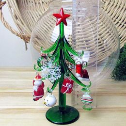 Decorative Objects Figurines Custom Handmade Murano Glass Crafts Christmas Tree Figurines Ornaments Simulation Christmas Home Decoration Pendant Gifts 15cm