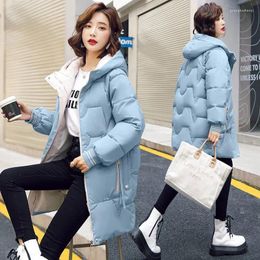 Women's Trench Coats Down Cotton Jacket Womens 2023 Winter Korean Fashion Loose All-match Padded Coat Women Large Size Long Hooded Warm