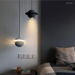 Pendant Lamps Loft Planet Lamp Nordic Minimalist Creative Restaurant Bar Cafe Bedroom Bedside Long Line Cement Lights