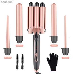 5 in 1 Tube-changing Negative Ion Hair Curler Professional Ceramic Hair Curler Set Multifunctional Head Changing Curling Iron L230520