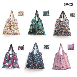 Storage Bags 6pcs Foldable Eco-Friendly Shopping Bag Tote Folding Pouch Handbags Convenient Large-capacity For Travel Grocery