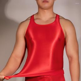 Men's Tank Tops Solid Tights Men's Top Super Elastic Strap Vest Bodice Transparent Straitjacket Sleeveless Tee Sheer Clothes Erotic