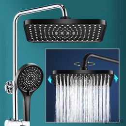 Bathroom Shower Heads Bathroom Rainfall Shower Head High Pressure Top Rain Shower Heads Adjustable Showerhead Accessories Black Shower Parts R230627