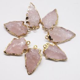 Pendant Necklaces Natural Raw Ore Gems Rose Quartz Reiki Crystal Stone Arrowhead Charm Healing For Necklace Women Jewelry Making 6pcsPendant