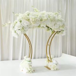 Wedding Decoration Flower Vase el Table Centrepieces Floral Row Metal Holder Flower Rack Shiny Gold Arch Stand Grand-Event Part293s