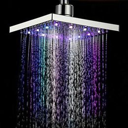 Bathroom Shower Heads LED Colour Changing Water Glow Square Shape Rain Bathroom Shower Head Spray Nozzle Water Saving Hotel Bathing Romance Accessory R230627