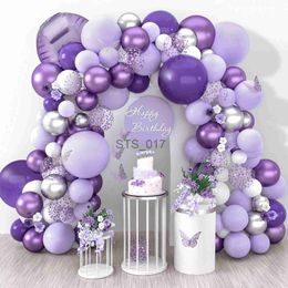 Hangers Racks Purple Macron Balloon Garland Arch Kit Wedding Birthday Party Decoration Girl Confetti Latex Balloons Birthday Baby Shower Decor x0710