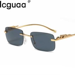 Brand sunglasses Small Steam Punk Rimless Sunglassess Female Male Brand Design Black Square Sun Shades Vintage EyeWear Glasses
