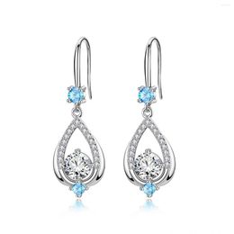 Dangle Earrings Genuine 925 Sterling Silver 1carat Cubic Zircon Earring Jewelry For Women Fine Peridot Orecchini Drop