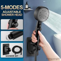 Bathroom Shower Heads Shower Head Modes High Pressure Adjustable Showerheads with Hose Water Saving One-Key Stop Spray Nozzle Bathroom Accessories R230627