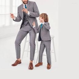 Men's Suits Men's & Blazers Grey Parent Child Dress Fashion Family Matching Suit Formal Tuxedo Groom Wedding For Men Kids Party Prom