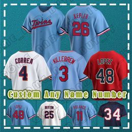 26 Max Kepler Baseball Jersey 4 Carlos Correa 25 Byron Buxton Minnesota Harmon Killebrew Rod Carew Kirby Puckett Jorge Polanco Pablo Lopez Sonny Grey Bailey Ober