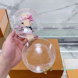 Transparent Cosmetic Bag Tote Women Make Up Case Fashion Handbag Clear PVC Hardware Buckle Letter Cylindrical