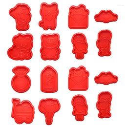 Baking Moulds 4Pcs Wedding Cookie Cutter Valentine's Day Moon Cake Decoration Stamp Tools Kitchen DIY Party Chocolates Biscuit Mould