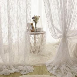 Curtains Pastoral White Tulle Sheer Window Curtains Voile Organza Curtain Fabric Drapes Door Curtain for Bedroom Home Decoration