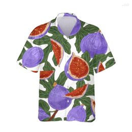 Men's Casual Shirts Men's Jumeast 3d Fig Fruit Tree Leaf Printed Mens Hawaiian Shirt Short Sleeve Vintage Clothes Colorful For Men