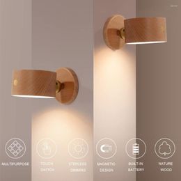 Wall Lamp LED Sconce Battery Operated Lights With USB Charging Port 360°Rotate Stepless Dimming