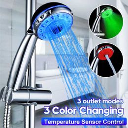 Bathroom Shower Heads Mode Colour Led Shower Head Light Sprinkler Adjustable Temperature Sensor Bath Sprinkler Colourful Flash Bathroom Shower Head R230627