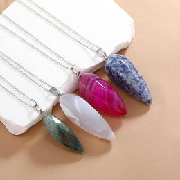 Pendant Necklaces Trendy Long Ellipse Quartz Geometry Crystal Stone Natural Necklace Gift Bohemia Jewelry For Women Men