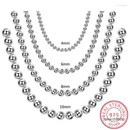 Chains 925 Sterling Silver 10mm|8mm|4mm Smooth Beads Ball Chain Necklace For Women Trendy Wedding Engagement Jewelry