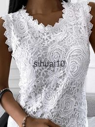 Women's T-Shirt Summer Fashion Ladies Lace Jacquard Sleeveless Casual Women vintage T-Shirt S-5XL Floral Vest camisole Halter top J230627