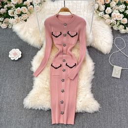 Casual Dresses Small Fragrance Sheath Bodycon Bottomed Sweater Dress Women 2023 Spring Korean Fashion Knitting Party Vestidos
