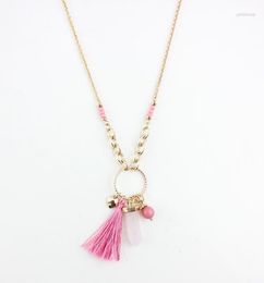 Pendant Necklaces 2023 Stone Tassel Long Necklace For Women Pink Style Luxury Natural Arrow Druzy & Pendants