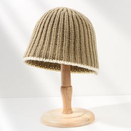 Plain Knit Bucket Hat for Women Warm Wide Brim Cable Twist Pattern Fisherman Caps Foldable Floppy Sunshade Visors