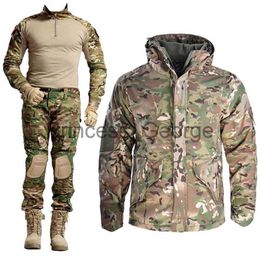 Men's Tracksuits Men Outdoor Tactical JacketPantsShirts with Pads Hunting Coat Hooded Combat Uniform Military Tactical Airsoft Paintball Suits x0627