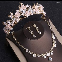 Hair Clips Baroque Gold Colour Butterfly Crystal Bridal Jewellery Set Rhinestone Choker Necklace Earring Tiara Crown Wedding