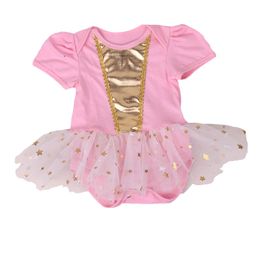 16183 New Infant Baby Onesies Short Sleeve Romper Lace Skirt Dress Babies Girl 0-12Months Rompers Cotton Jumpsuits