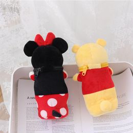 Holders 6 pcs/lot Transparent Plush Animal Pen Holder Kawaii Cat Dog Pencil Case Cute Pencil Box Office School Supplies