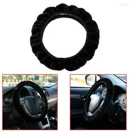 Steering Wheel Covers 36-38cm Black Warm Soft Fuzzy Plush Auto Car Decoration Cover Trim Universal For Winter Non-slip Dirty Proof