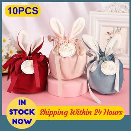 Gift Wrap 10pcs Easter Cute Rabbit Gift Packing Bags Velvet Valentines Day Chocolate Candy Bag Wedding Birthday Party Jewelry Organizer 230626