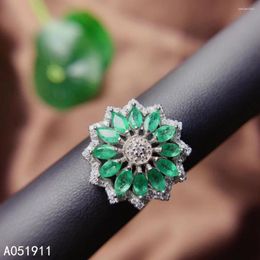 Cluster Rings KJJEAXCMY Fine Jewellery Natural Emerald 925 Sterling Silver Gemstone Women Ring Support Test Beautiful