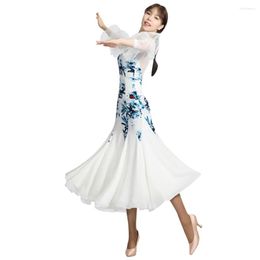 Stage Wear Trumpet See-through Sleeves Ballroom Dance Competition Dress Dancing Standard Pratice Women Slim Performence Costume