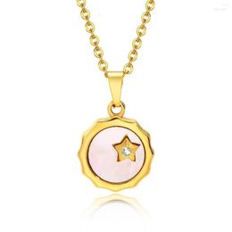 Pendant Necklaces Women's Charm In Gold Colour Stainless Steel Shell Pentagram Chain GIft To Girls For Christmas