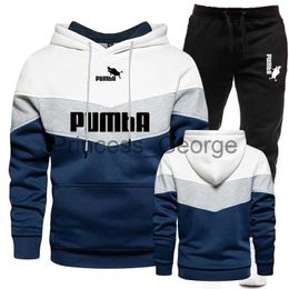 Men's Tracksuits 2023 New Fashion Men Women Sports Wear Stripe Hoodies and Black Sweatpants High Quality Autumn Winter Daily Casual Jogging Suit x0627