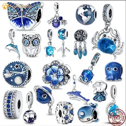 925 silver for pandora charms jewelry beads Color Sharks And Blue Series Aircraft charm set