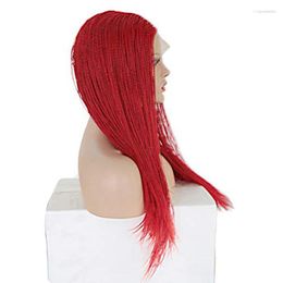 Synthetic Wigs RONGDUOYI Middle Part Red 2X Twist Braided Lace Front For Women Heat Friendly Micro Braids Wig Half HandTied