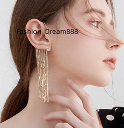 Luxury C-shaped diamond tassel earrings women fashion long hanging big chandelier earrings