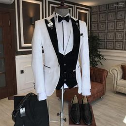 Men's Suits Men's 2023 Designs White Groom Suit 3 Pieces Slim Fit Custom Casual Men Wedding Prom Jacket Vest Pants Dinner Dress Tuxedo
