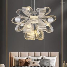 Pendant Lamps Light Luxury Chrome Iron Crystal Chandelier Living Room Lamp Simple Atmosphere Restaurant Villa Model Creative
