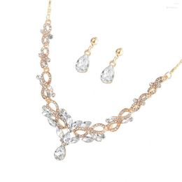 Necklace Earrings Set Bride Wedding Rhinestone Drop Pendant Costume Jewelry For Bridesmaid Princess