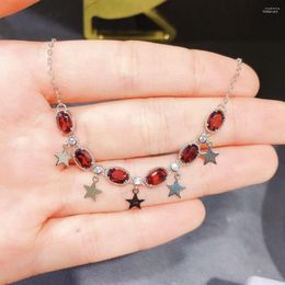 Chains Natural Red Garnet Necklace Jewellery For Women Lady Men Love Gift Crystal 6x4mm Beads Stone Energy Gemstone 925 Silver