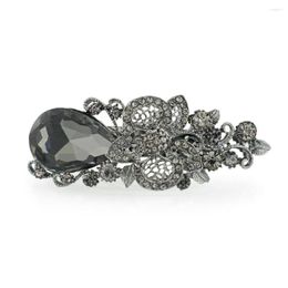 Hair Clips Women's Big Lovely Chic Blue Crystal Flower Hairpin Clip Headwear Barrette Accessories For Woman Girls F111