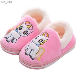 Kids Slippers for Toddler Boys Indoor Shoes Baby Girl Fur Slides Cotton Flip Flop Warm Winter House Children Slipper L230518